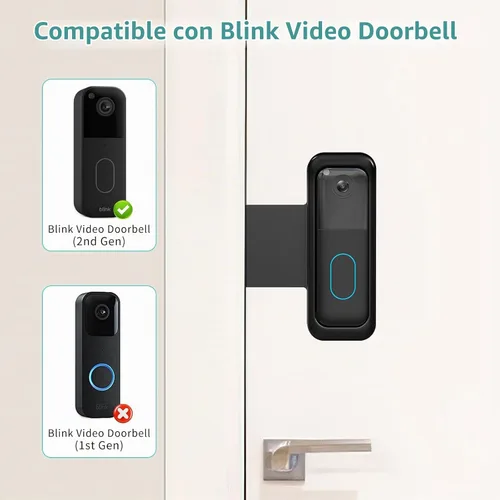 Vista 2 de Soporte antirrobo para timbre intermitente de 2ª generación, kits de timbre de puerta sin taladro para alquiler Negro