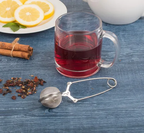 Vista 4 de HIC Kitchen Infusor de té de bola a presión, acero inoxidable 18/8, para té de hojas sueltas y especias para calentar