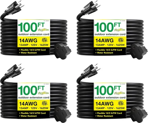 Vista 18 de Go Green Power Inc. (GG-13708BK) - Cable de extensión 16/3 SJTW para exteriores; color negro, 8 pies