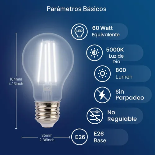Vista 7 de FLSNT Foco LED del amanecer al anochecer con sensor para exteriores A19, 5000K Luz diurna, 7W (equivalente a 60W), 800LM, base E26 de filamento 60w