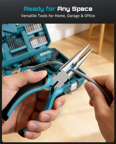 Vista 14 de Seesii - Kit de herramientas con taladro inalámbrico de 21V - Juego de herramientas eléctricas de 190 piezas, kit de herramientas manuales con caja