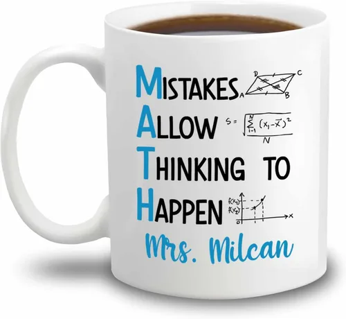 Vista 17 de Taza de cerámica blanca personalizada con nombre "A Day Without Math Is Like Just Kidding I Have No Idea", taza de café personalizada