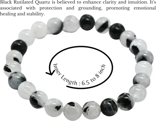 Vista 330 de Amazing Gemstone Pulsera de cristal para mujeres y hombres, pulsera de cristal curativo de protección, pulsera elástica con cuentas de piedras