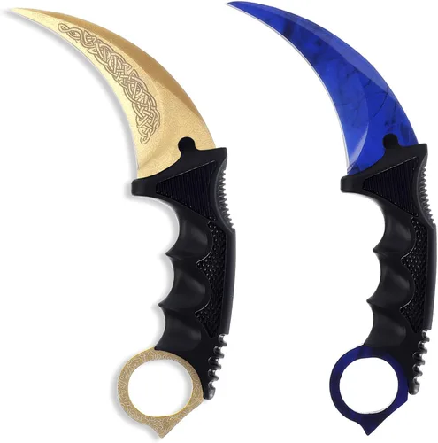 Vista 11 de Karambit - Cuchillo táctico de hoja fija, 2 piezas de acero inoxidable para exteriores, cuchillo de caza con funda y cable, adecuado