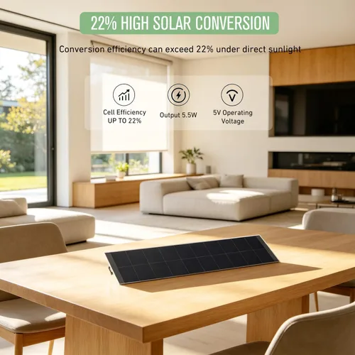 Vista 3 de Panel de carga solar para persianas con interfaz USB 2.0, 5V 5W para persianas enrollables motorizadas solo para uso en interiores, compatible