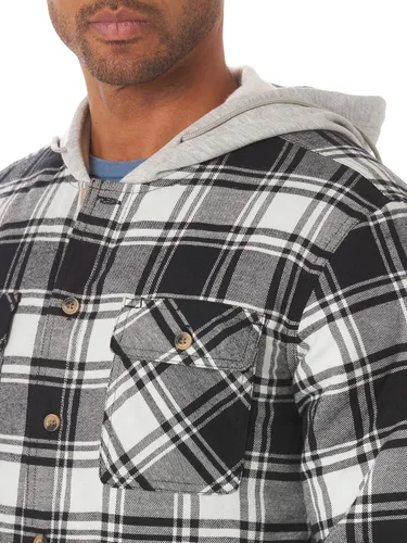 Vista 3 de Wrangler Authentics Chaqueta de franela acolchada con capucha de manga larga para hombre