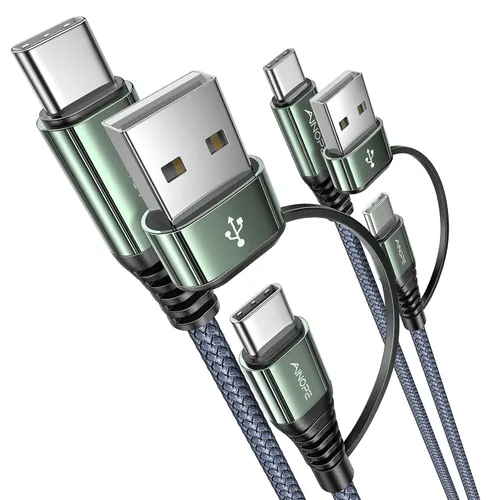 Vista 14 de Cable AINOPE USB C a USB C, Cable USB C de 1 Pie de Carga Rápida con Adaptador USB a USB C, Cable USB a USBC de 60W para iPhone 17 Pro Max Air, Gris