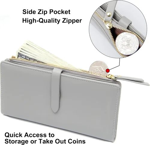Vista 20 de Billeteras delgadas para mujer, tarjetero RFID plegable con bolsillo con cremallera, Mandala azul, Delgado
