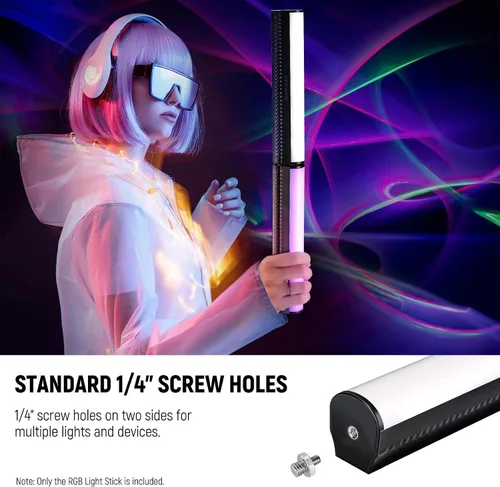 Vista 8 de NEEWER Varita de Luz RGB, Luz de Video de Fotografía Magnética de Mano, Barra de Luz de Tubo LED de Color Completo Atenuable 2500K~8500K CRI95+