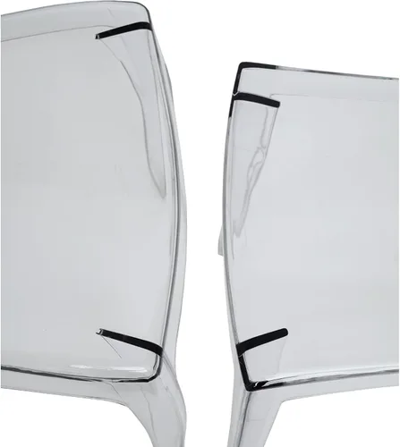 Vista 5 de Fohfurniture Juego de 8 32 sillas fantasmas transparentes grandes color humo de 20 pulgadas, sillas de comedor acrílicas apilables grises, sillas
