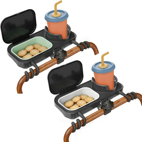 Vista 9 de Bandeja universal para refrigerios para cochecito, compatible con Nuna Uppababy Mockingbird, bandeja de aperitivos para cochecito con soporte