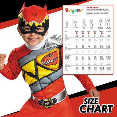 Vista 4 de Little Boys 'rojo Power Ranger Dino Charge muscular disfraz de Halloween