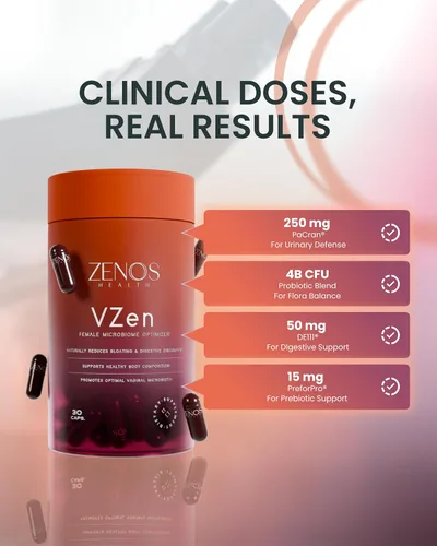 Vista 4 de Zenos Health VZen - Probióticos vaginales para mujeres, probióticos y prebióticos para la salud digestiva y alivio de la hinchazón para mujeres