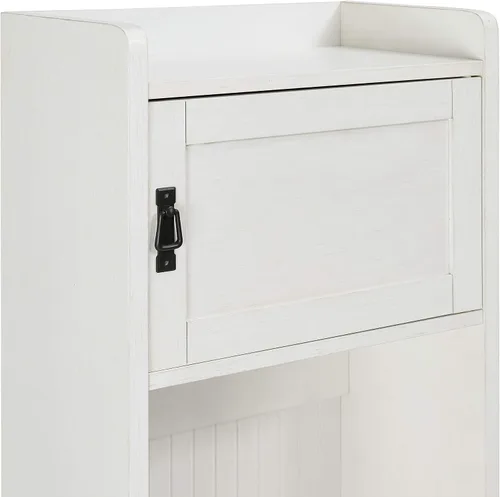 Vista 10 de Crosley Furniture Fremont - Árbol de pasillo con armarios de almacenamiento y ganchos para colgar percheros, color blanco envejecido