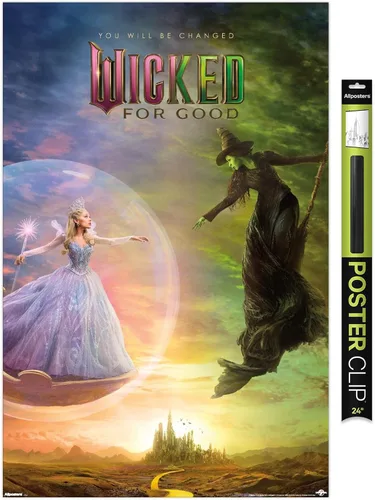 Vista 12 de Wicked: For Good (2025) - Póster de pared de una hoja de burbujas, 22.4 pulgadas de largo x 14.7 pulgadas de ancho, versión enmarcada de madera