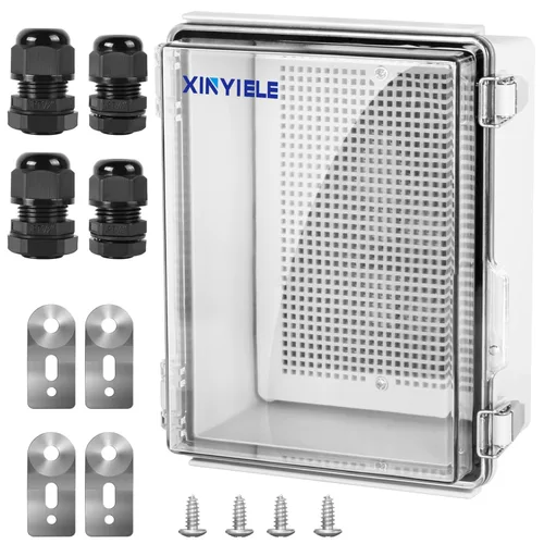 Vista 15 de Caja de conexiones de plástico ABS impermeable para proyectos al aire libre, IP67, resistente a la intemperie, a prueba de polvo con cubierta