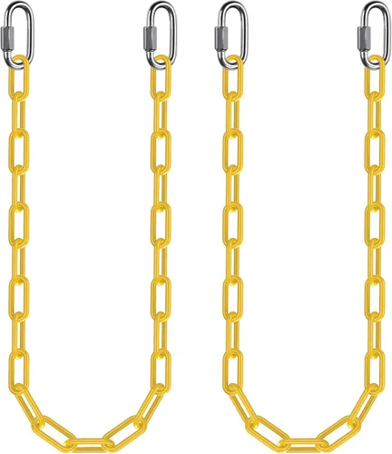 Vista 7 de 2 cadenas colgantes resistentes de 20 pulgadas con ganchos, cadena de extensión de columpio, color negro