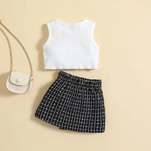 Vista 3 de TBUIALL Conjuntos de ropa para niñas pequeñas, conjuntos de camisetas sin mangas y ropa de bebé de princesa irregular