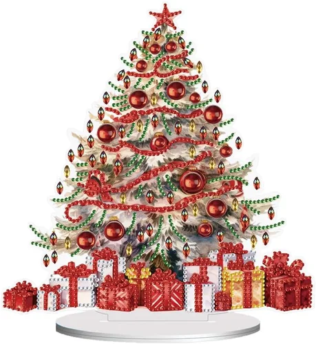 Vista 20 de Kits de Pintura de Diamante de Árbol de Navidad de Orgone Adornos de Escritorio para Adultos - Pintura de Arte de Diamante con Pintura Acrílica por