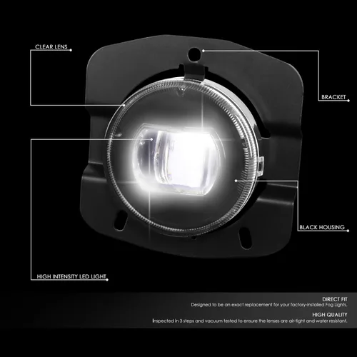 Vista 2 de DNA MOTORING FL-HAY-015-BK - Par de faros antiniebla de proyector LED completo compatibles con Kenworth T680 2011-2022, lente transparente negra