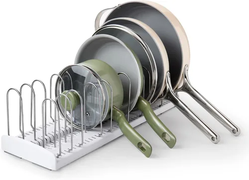 Vista 8 de YouCopia StoreMore - Estante expandible para sartenes y tapas, organizador de sartenes ajustable de 12.5 a 22 pulgadas de ancho para almacenamiento