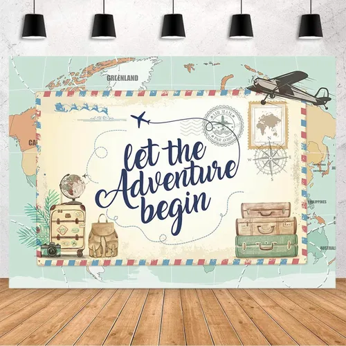 Vista 5 de Let The Adventure Begin - Telones de fondo fotográficos Adventure Awaits Baby Shower Decoración de fiesta de cumpleaños, 1er cumpleaños, fiesta