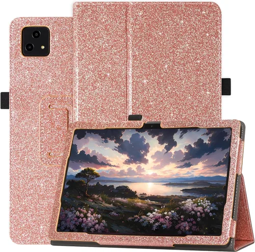 Vista 7 de Funda para tablet T-Mobile Revvl Tab 5G - Funda de piel sintética con soporte para lápices, color negro