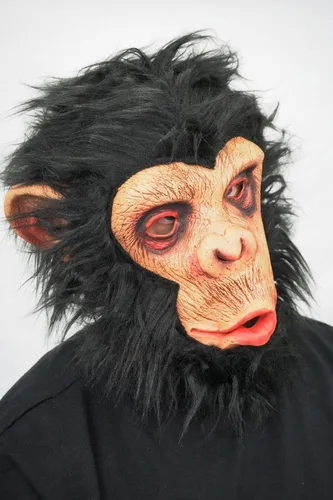 Vista 3 de Máscara de mono de Halloween de mono gorila realista con cabello adulto