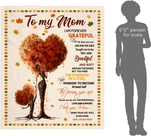 Vista 7 de Manta personalizada para mamá de hija e hijo, manta personalizada para el día de la madre con nombres de los niños, manta con texto en inglés «To My
