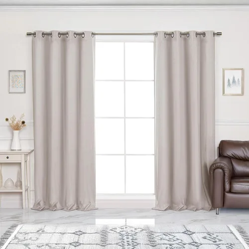Vista 11 de Best Home Fashion ZeroLight - Cortinas opacas térmicas con ojales texturizados, 100 % de lino, color gris oscuro, 52 pulgadas de ancho x 63 pulgadas
