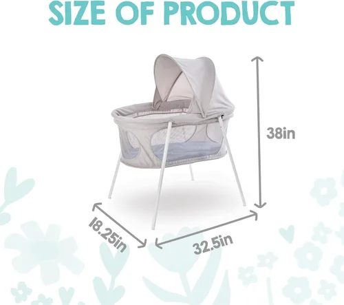 Vista 2 de Regalo Baby Basics - Moisés infantil con toldo, marca galardonada, plegado rápido y fácil de instalar, almohadilla extraíble, malla transparente