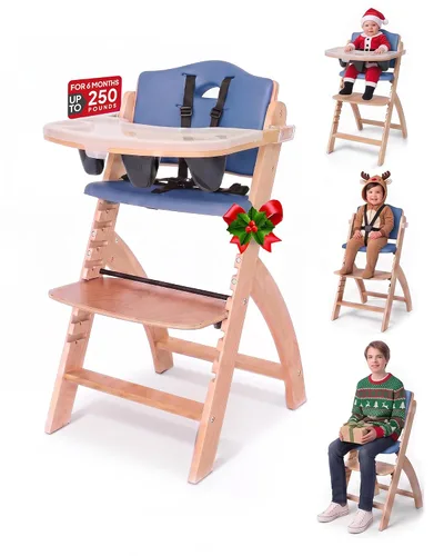 Vista 13 de Abiie Beyond Junior Convertible Wooden High Chair with Removable Tray Cojín de madera gris brumosa - Perla negra