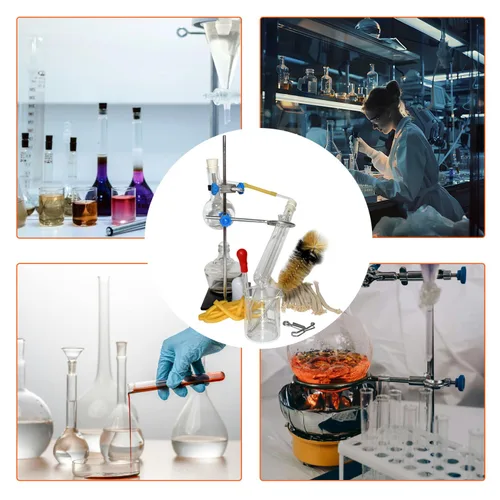Vista 7 de Destilador casero Destilación para hacer tu propio aceite esencial, destilador de alcohol Kit de cristalería de laboratorio de química, destilación
