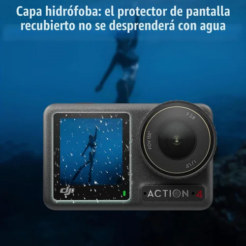 Vista 6 de PCTC Protector de pantalla para cámara DJI OSMO Action 4, protector de lente Osmo Action 4 + película de pantalla LCD de vidrio templado + cubierta