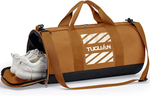 Vista 8 de TUGUAN Bolsas de gimnasio para hombres y mujeres, bolsa de gimnasio con bolsillo húmedo y compartimento para zapatos, bolsa de lona para hombres