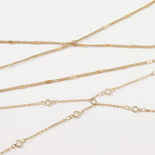 Vista 7 de Jumwrit Juego de pulseras de cadena de oro, pulsera de anillo de diamantes de imitación, cadena de mano, pulsera de anillo de dedo, cadena