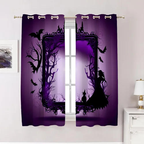 Vista 100 de Cortinas geométricas de cocina para ventanas, color negro, blanco, turquesa, cenefas opacas de poliéster multicapa para cocina, paquete de 2