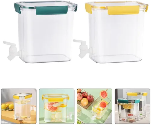 Vista 2 de Homoyoyo Dispensador de bebidas con espita para nevera, dispensador de bebidas de plástico, jarra de agua fría, contenedor de detergente para jugo