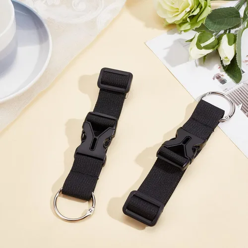Vista 6 de GORGECRAFT 2 correas de equipaje para abrigo, chaqueta, soporte para maleta, clip de cinturón, gancho de anillo de gancho negro ajustable