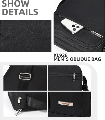 Vista 5 de KL928 Bolsa de mensajero para hombre – Bolso cruzado de hombro, bolsa de viaje para hombre, bolso casual para trabajo y negocios