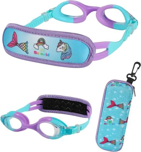 Vista 27 de Gafas de natación para niños de 2 a 6 años, gafas para niños sin jalar el cabello, gafas para niños con banda para la cabeza acolchada