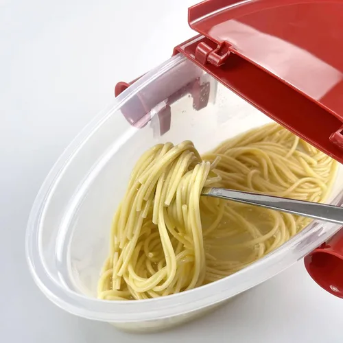 Vista 5 de MOCHEE Barco de pasta para microondas con colador para pasta, arroz, verduras, pollo
