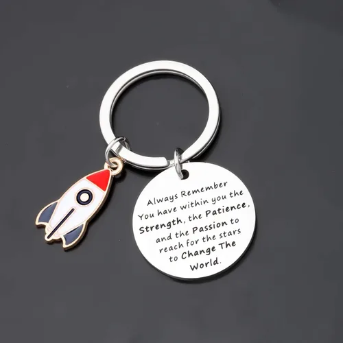Vista 5 de CENWA Rocket Ship Regalo astronauta regalo astronauta regalo Always Remember You Have Within You The Strength llavero