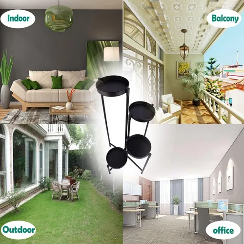 Vista 5 de Soporte para plantas de 4 niveles para interiores y exteriores, soporte alto de metal para plantas, soportes de esquina escalonados para plantas