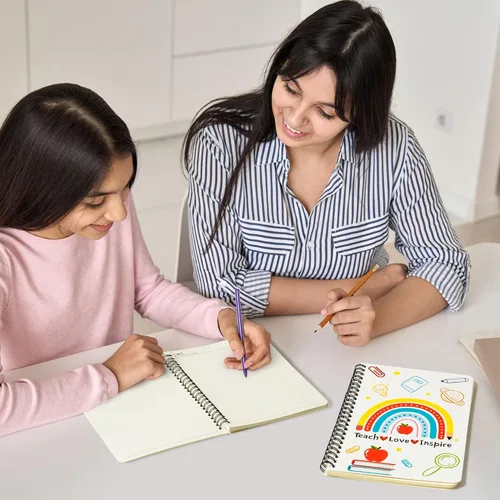 Vista 6 de Xqumoi - Paquete de 2 cuadernos espiral A5 para maestros, cuadernos de trabajo con líneas para enseñanza, diarios de escritura, suministros