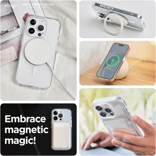 Vista 3 de elago Funda magnética híbrida transparente compatible con iPhone 15 Pro, compatible con MagSafe, 6.1 pulgadas, protección contra caídas de grado