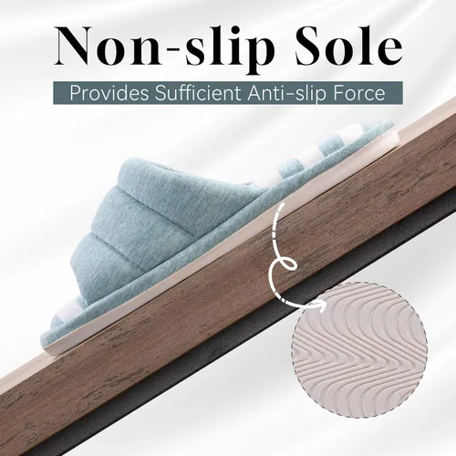 Vista 3 de OanKhunera Pantuflas de punta abierta para mujer, cómodas pantuflas de casa para mujer, de espuma viscoelástica, cómodas y suaves, acogedoras