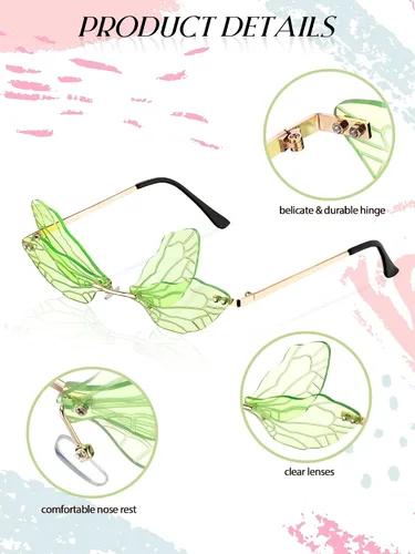 Vista 2 de 7 gafas de sol con forma de libélula y mariposa para mujer 7 unidades Multicolor M