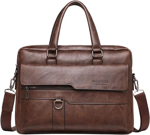 Vista 2 de Hebetag Bolso bandolera de cuero pequeño para hombres y mujeres, para viajes al aire libre, negocios