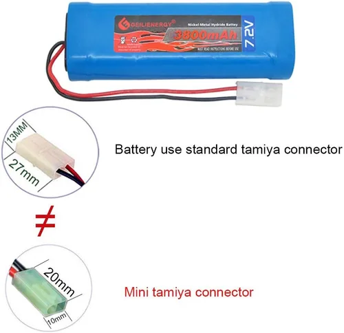 Vista 3 de Batería recargable de 7.2v 3800mAh NI-MH RC con enchufe Tamiya estándar para coches RC (paquete de 1)